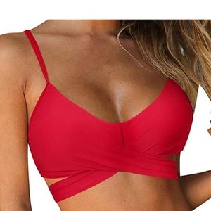 NWOT RUUHEE Red Wrap Swimsuit Bikini Top